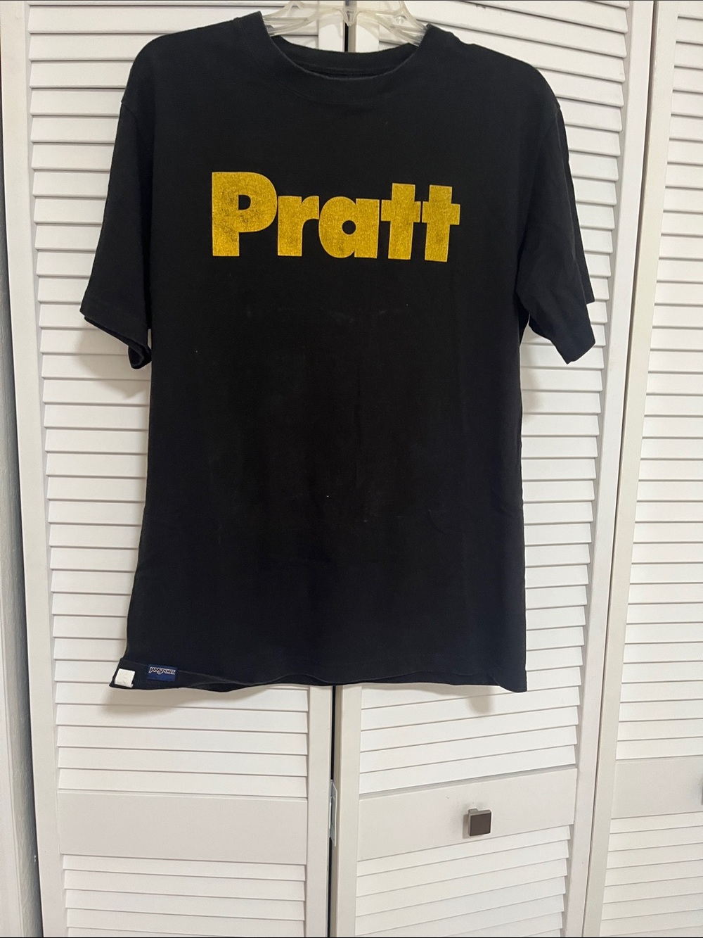 Jansport Black Short Sleeve Tee with Gold Pratt Logo